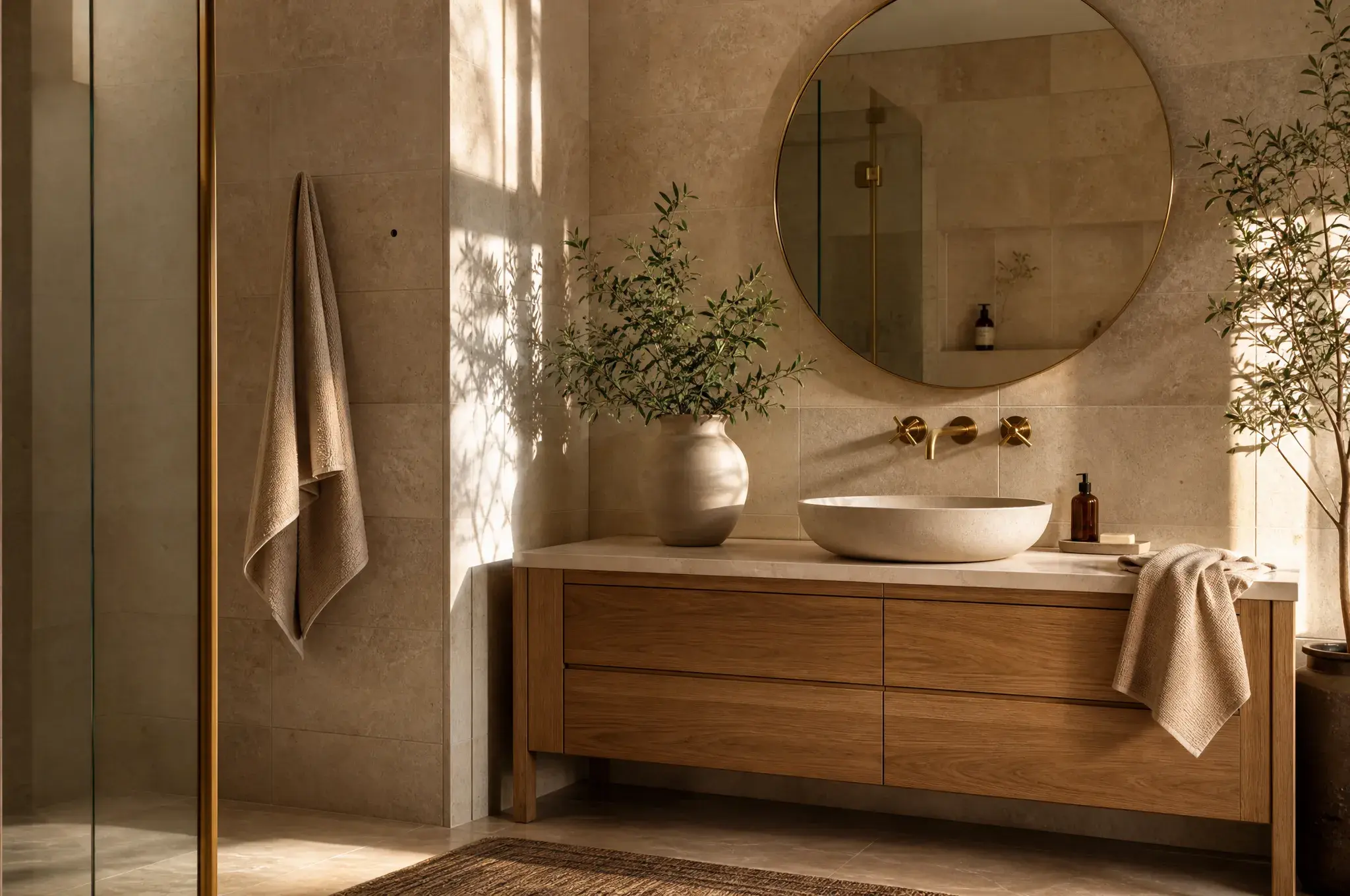 Badkamer in stijl Warm & natuurlijk