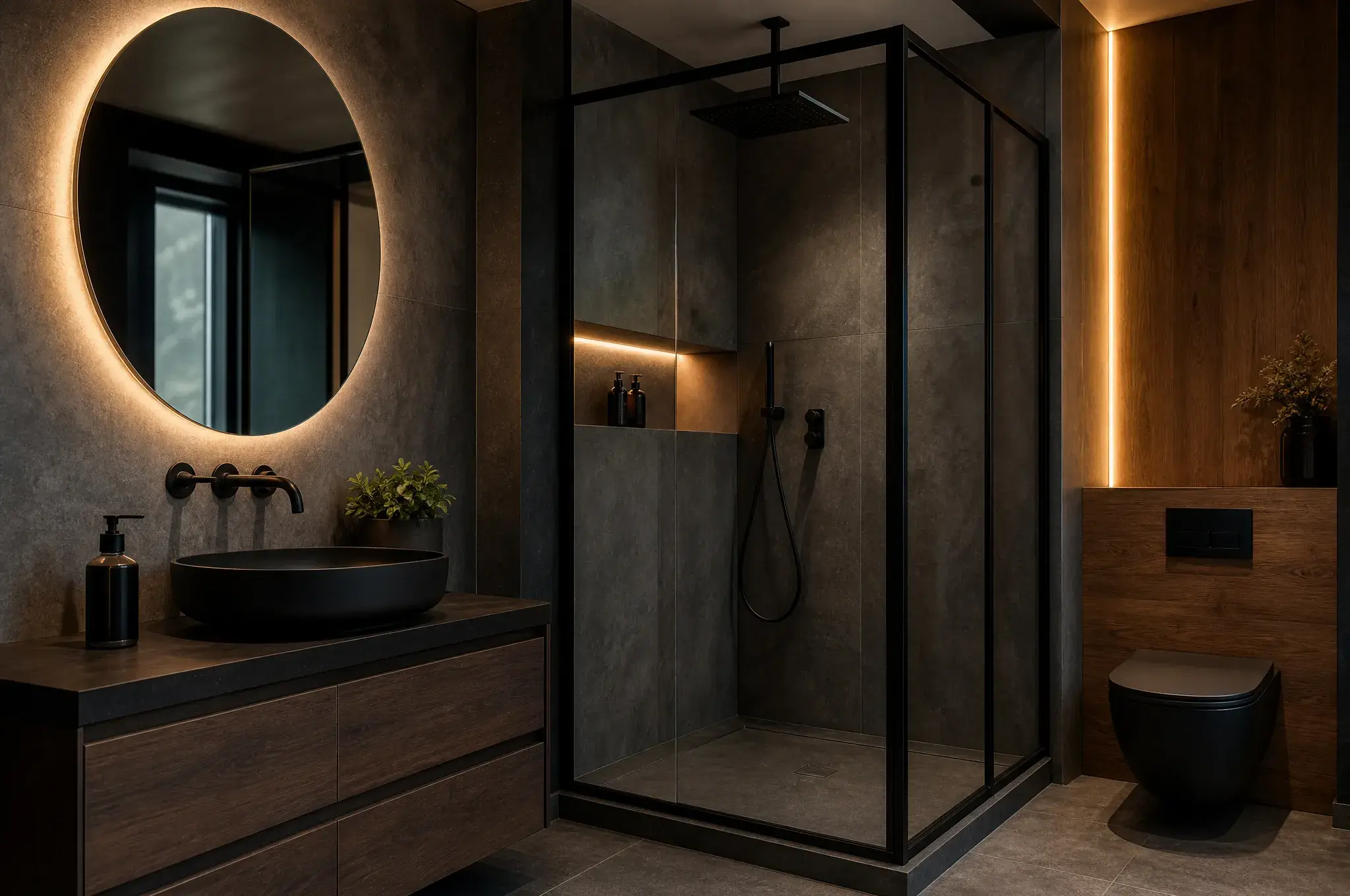 Badkamer in stijl Zwart & stoer